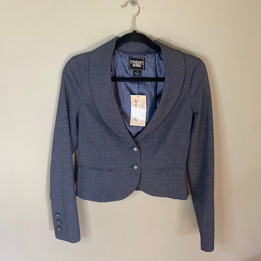 Guess Jeans Cropped Plaid Blazer, New with Tag, Size Medium